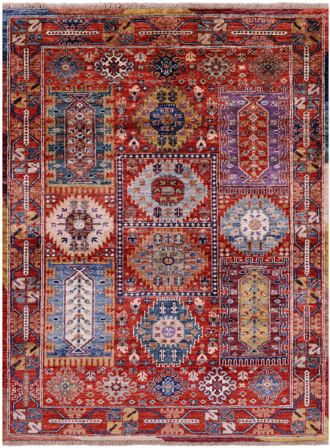 Persian Fine Serapi Hand Knotted Wool Rug - 3' 8" X 4' 11" - Golden Nile