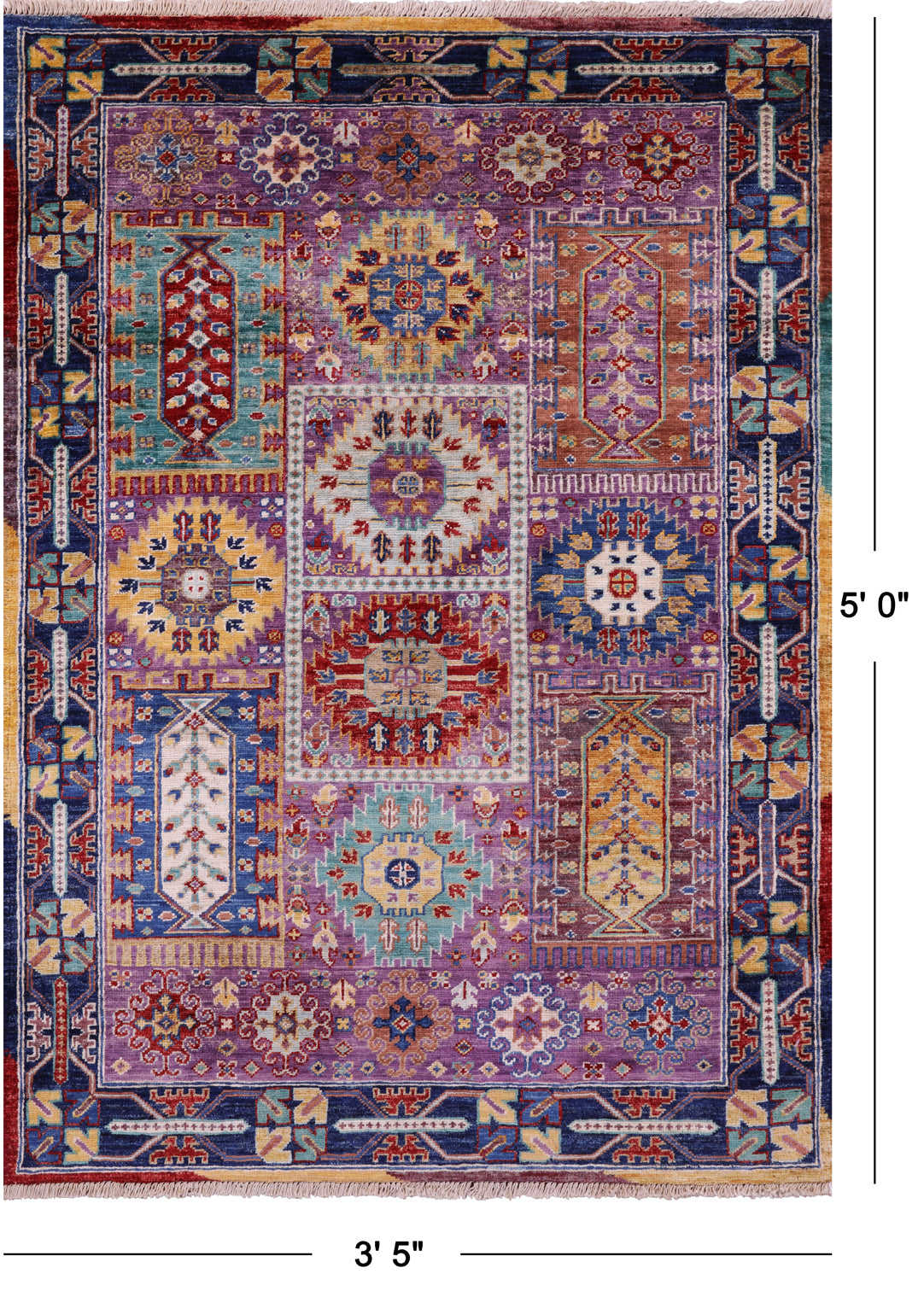 Persian Fine Serapi Hand Knotted Wool Rug - 3' 5" X 5' 0" - Golden Nile