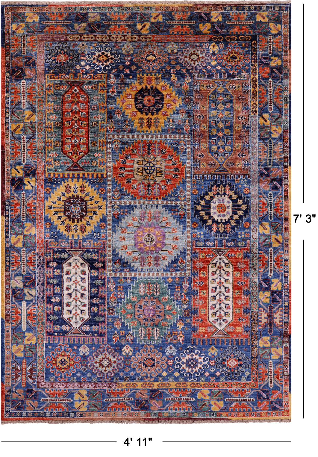 Persian Fine Serapi Handmade Wool Rug - 4' 11" X 7' 3" - Golden Nile