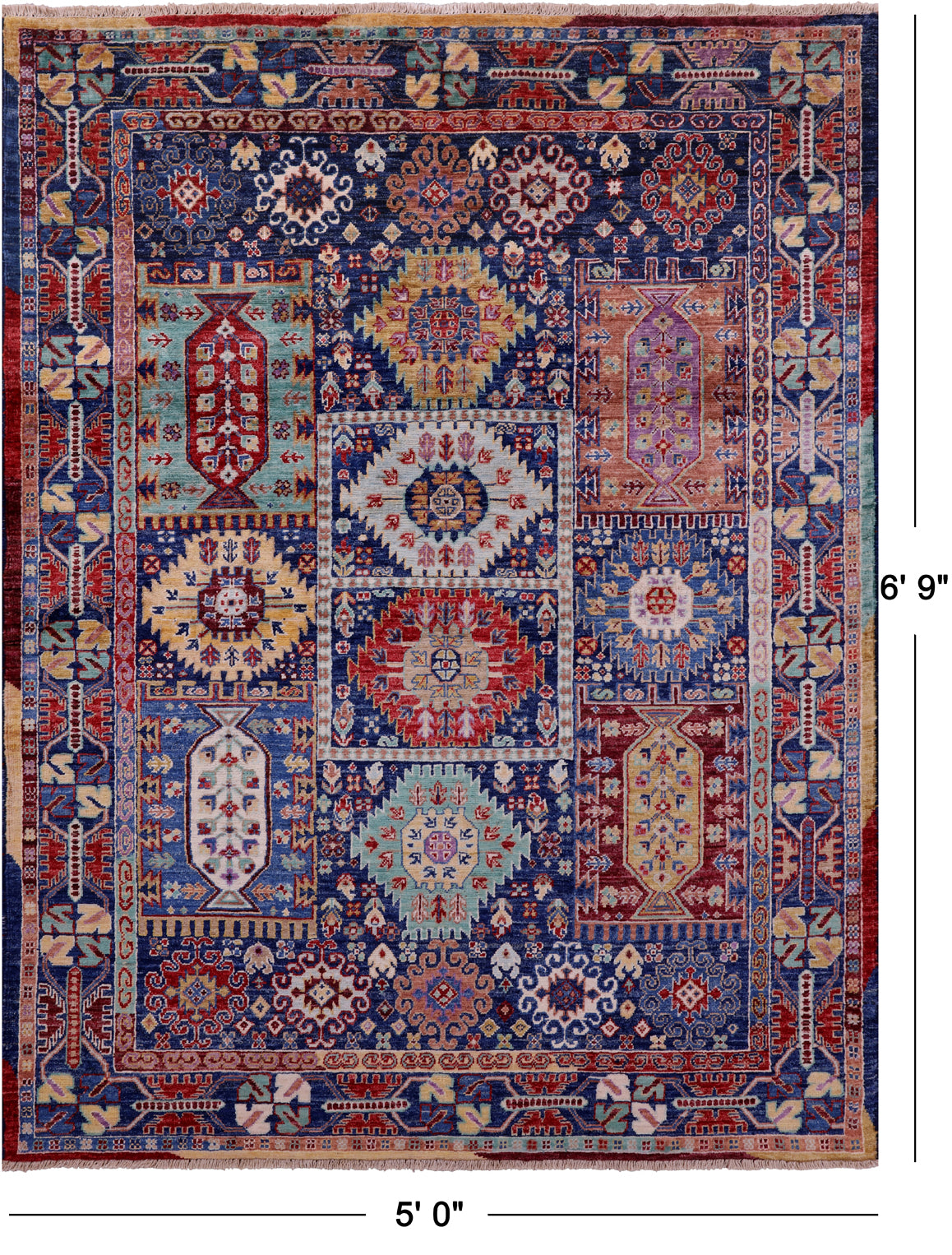 Persian Fine Serapi Hand Knotted Wool Rug - 5' 0" X 6' 9" - Golden Nile