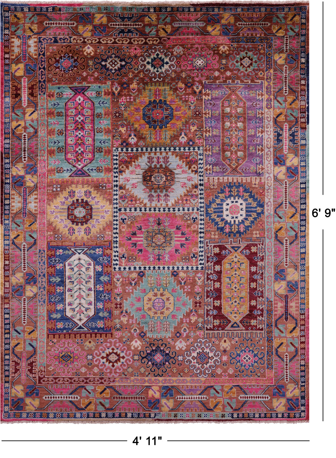 Persian Fine Serapi Handmade Wool Rug - 4' 11" X 6' 9" - Golden Nile