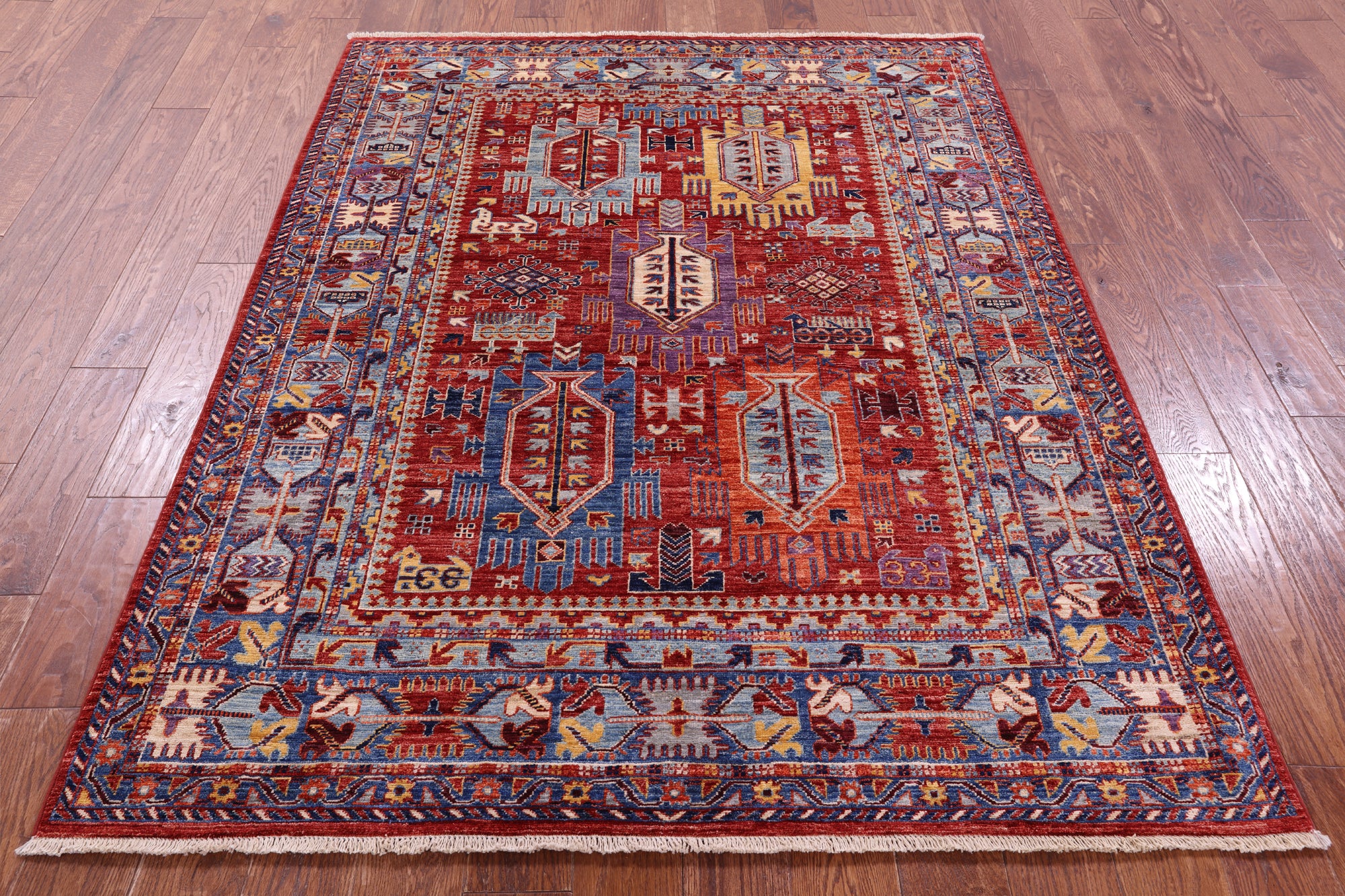 Persian Fine Serapi Hand Knotted Wool Rug - 5' 1" X 6' 6" - Golden Nile