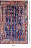 Blue Persian Fine Serapi Hand Knotted Wool Rug - 4' 10" X 7' 6" - Golden Nile