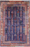 Blue Persian Fine Serapi Hand Knotted Wool Rug - 4' 10" X 7' 6" - Golden Nile