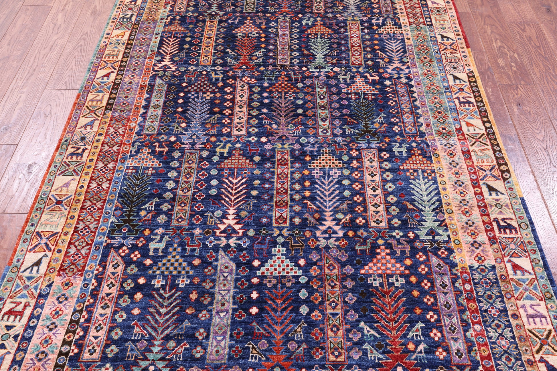 Blue Persian Fine Serapi Hand Knotted Wool Rug - 4' 10" X 7' 6" - Golden Nile