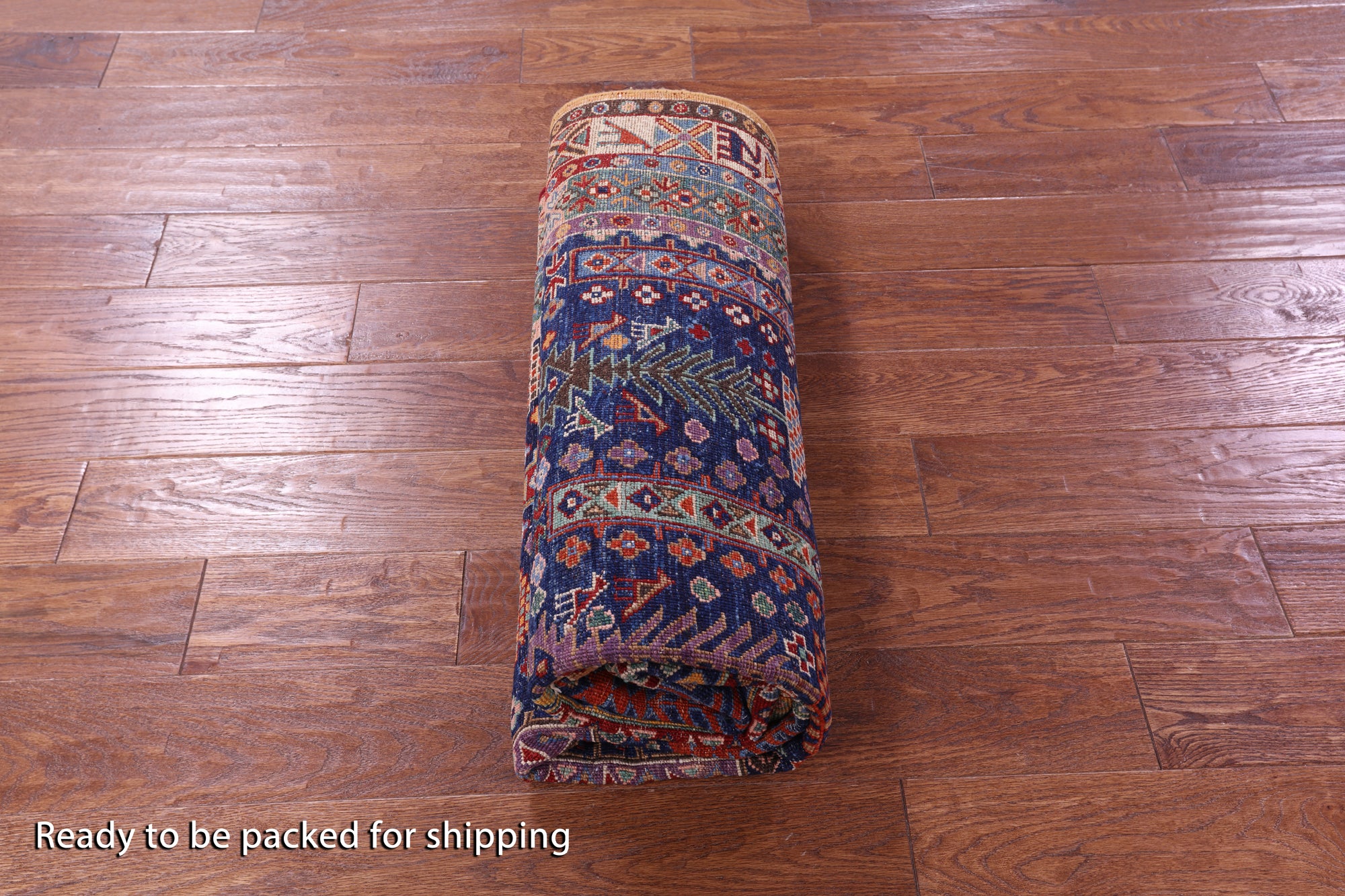Blue Persian Fine Serapi Hand Knotted Wool Rug - 4' 10" X 7' 6" - Golden Nile