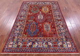 Persian Fine Serapi Hand Knotted Wool Rug - 4' 9" X 6' 9" - Golden Nile