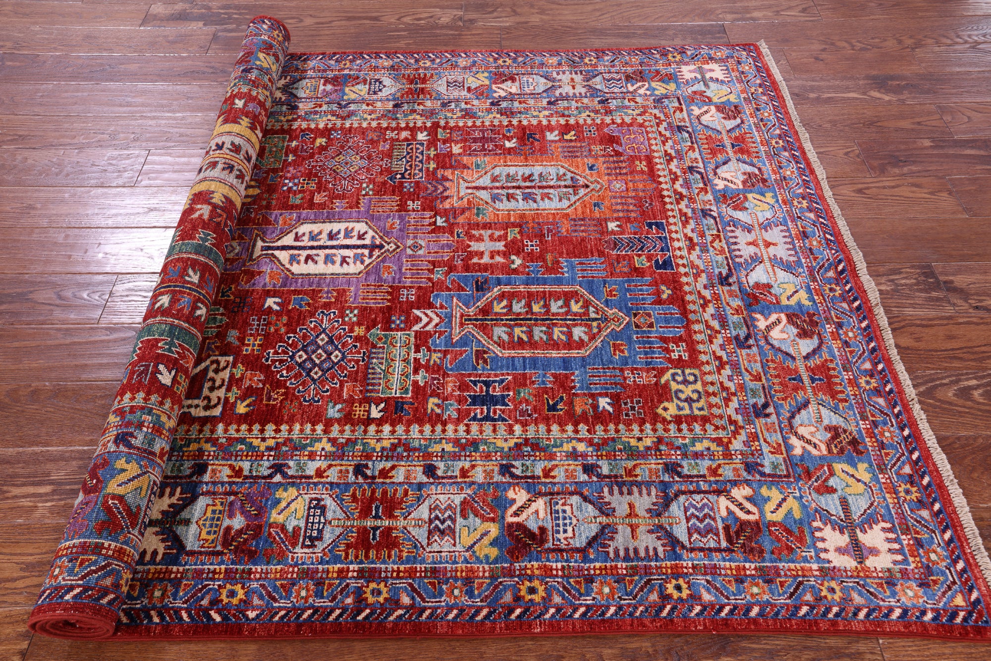 Persian Fine Serapi Hand Knotted Wool Rug - 4' 9" X 6' 9" - Golden Nile