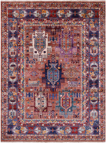 Persian Fine Serapi Handmade Wool Rug - 4' 11