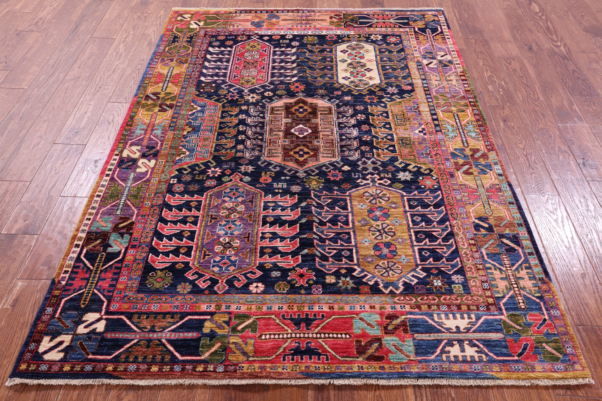 Persian Fine Serapi Handmade Wool Rug - 5' 0" X 6' 11" - Golden Nile