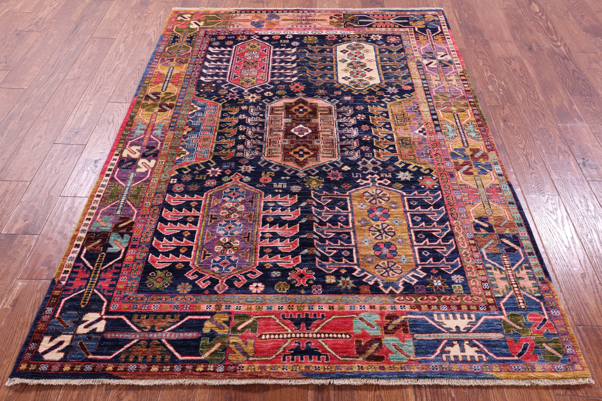 Persian Fine Serapi Handmade Wool Rug - 5' 0" X 6' 11" - Golden Nile