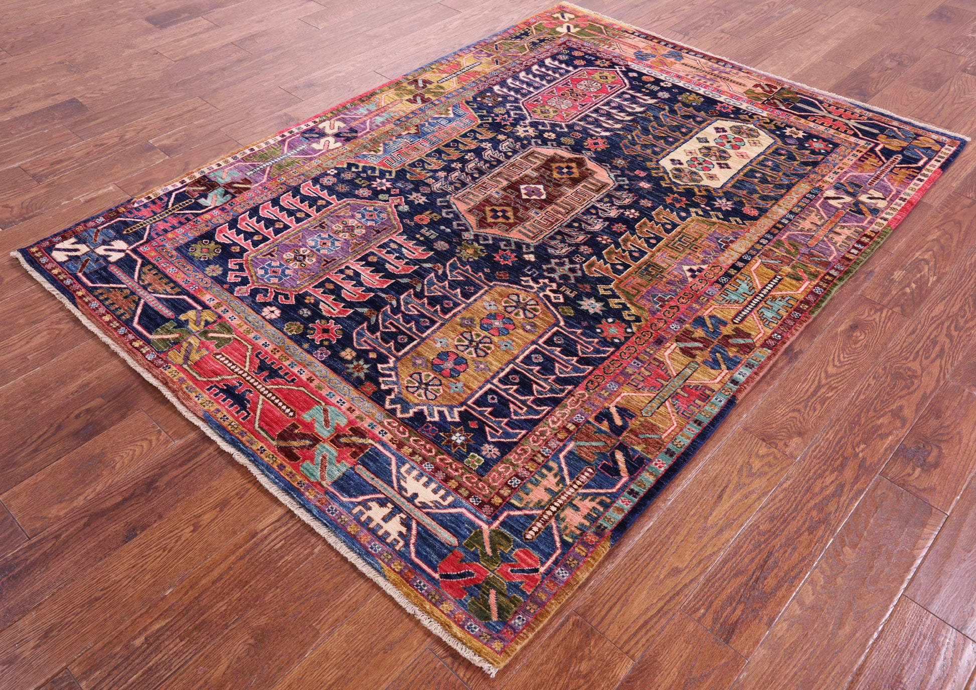 Persian Fine Serapi Handmade Wool Rug - 5' 0" X 6' 11" - Golden Nile