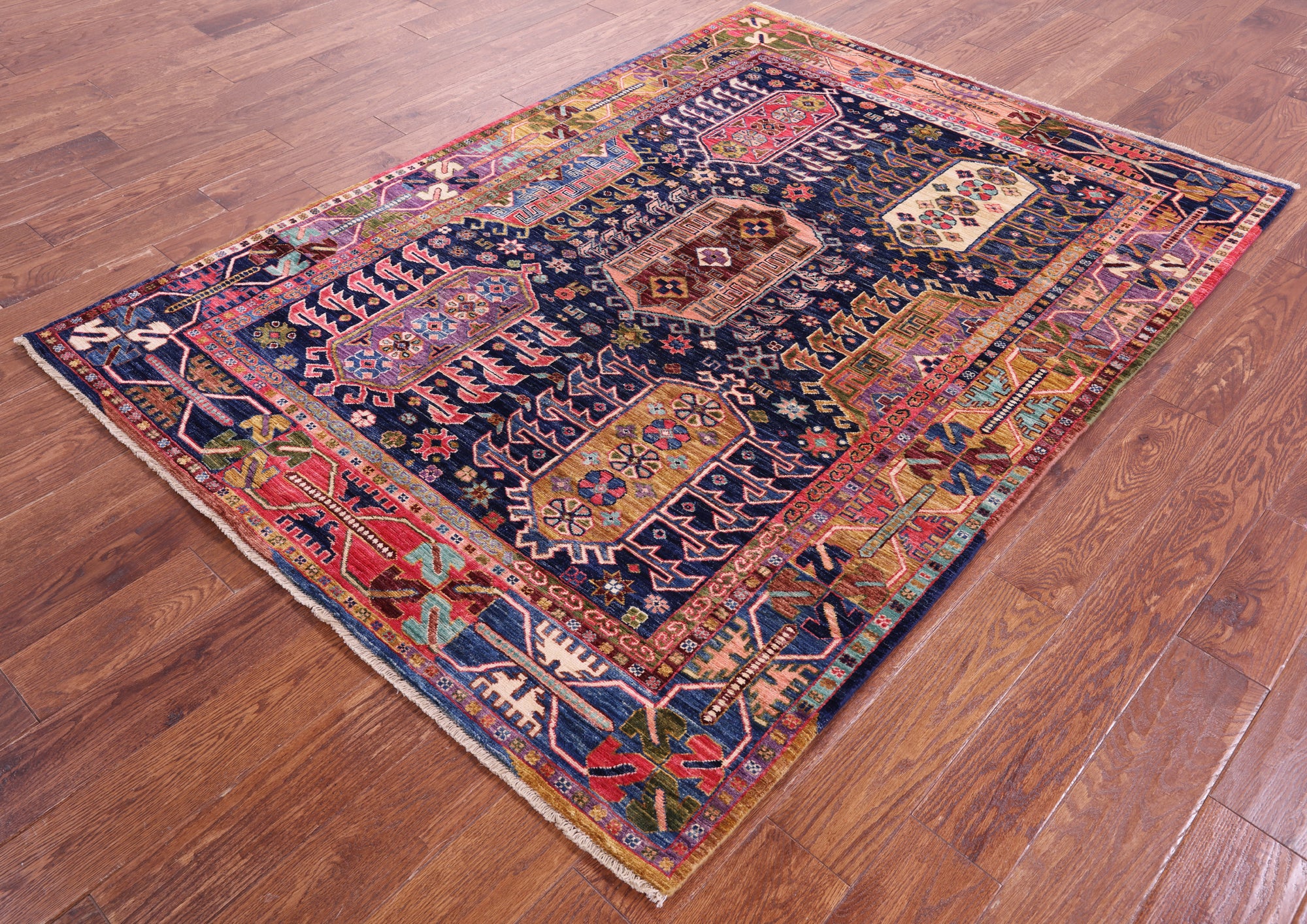 Persian Fine Serapi Handmade Wool Rug - 5' 0" X 6' 11" - Golden Nile
