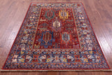 Persian Fine Serapi Hand Knotted Wool Rug - 4' 11" X 6' 9" - Golden Nile
