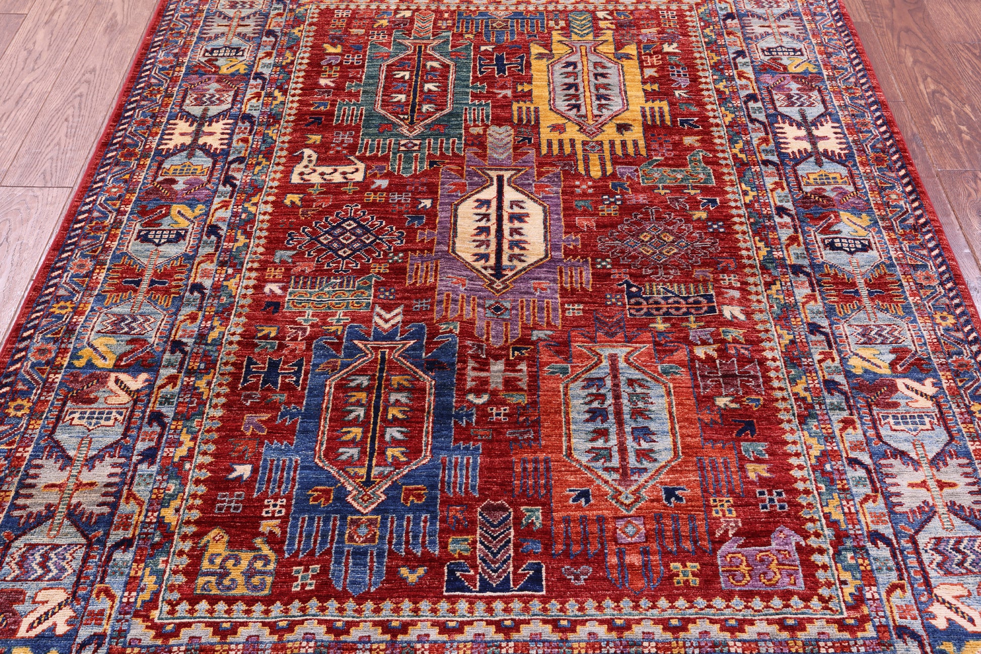 Persian Fine Serapi Hand Knotted Wool Rug - 4' 11" X 6' 9" - Golden Nile