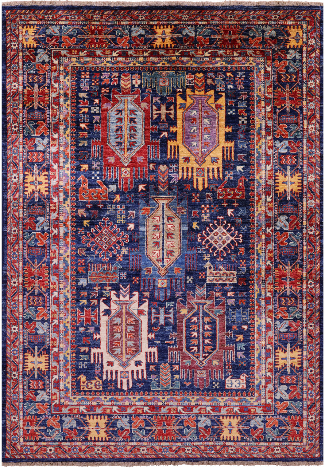 Persian Fine Serapi Hand Knotted Wool Rug - 4' 10" X 6' 10" - Golden Nile