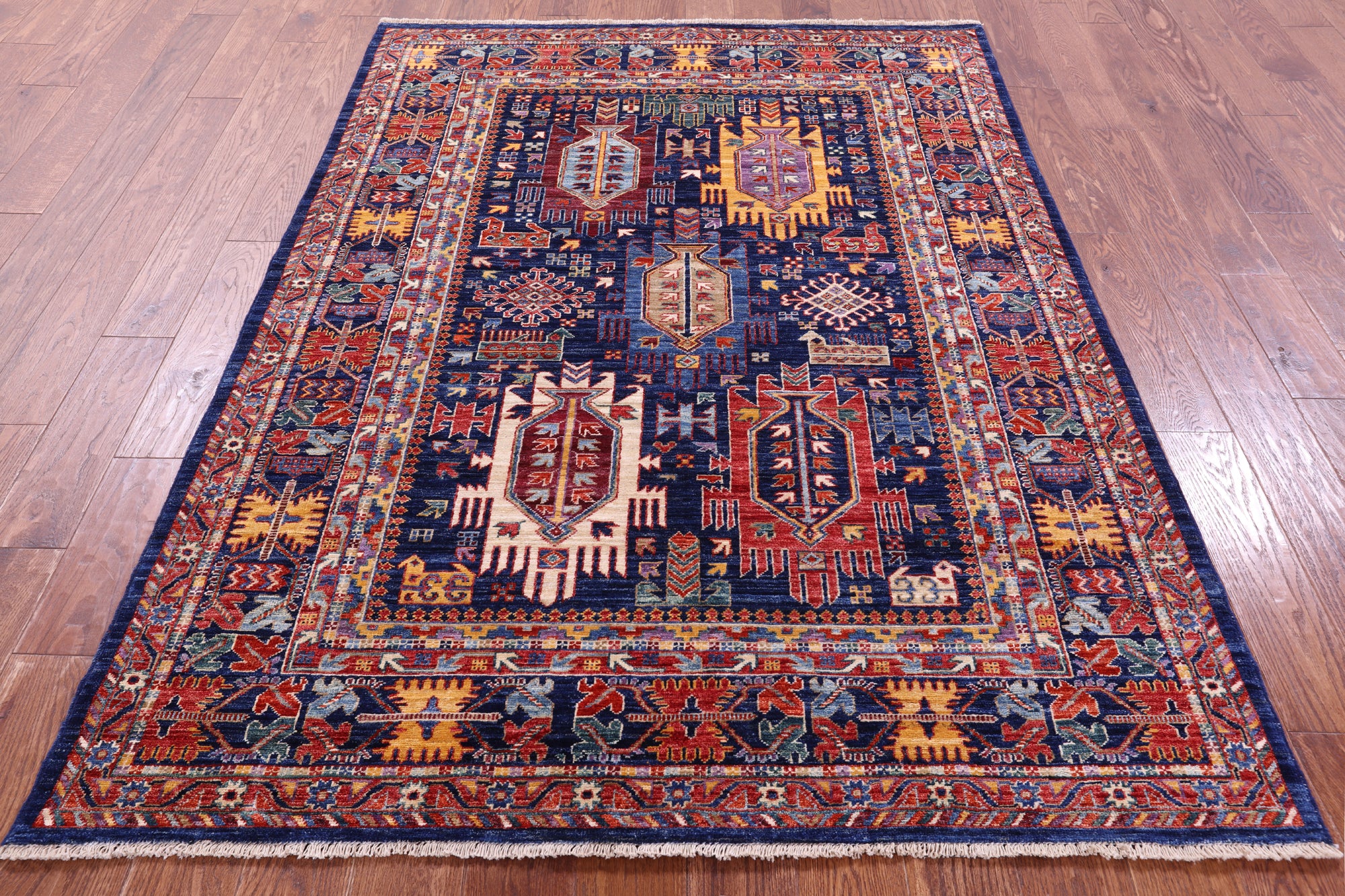 Persian Fine Serapi Handmade Wool Rug - 5' 1" X 6' 10" - Golden Nile