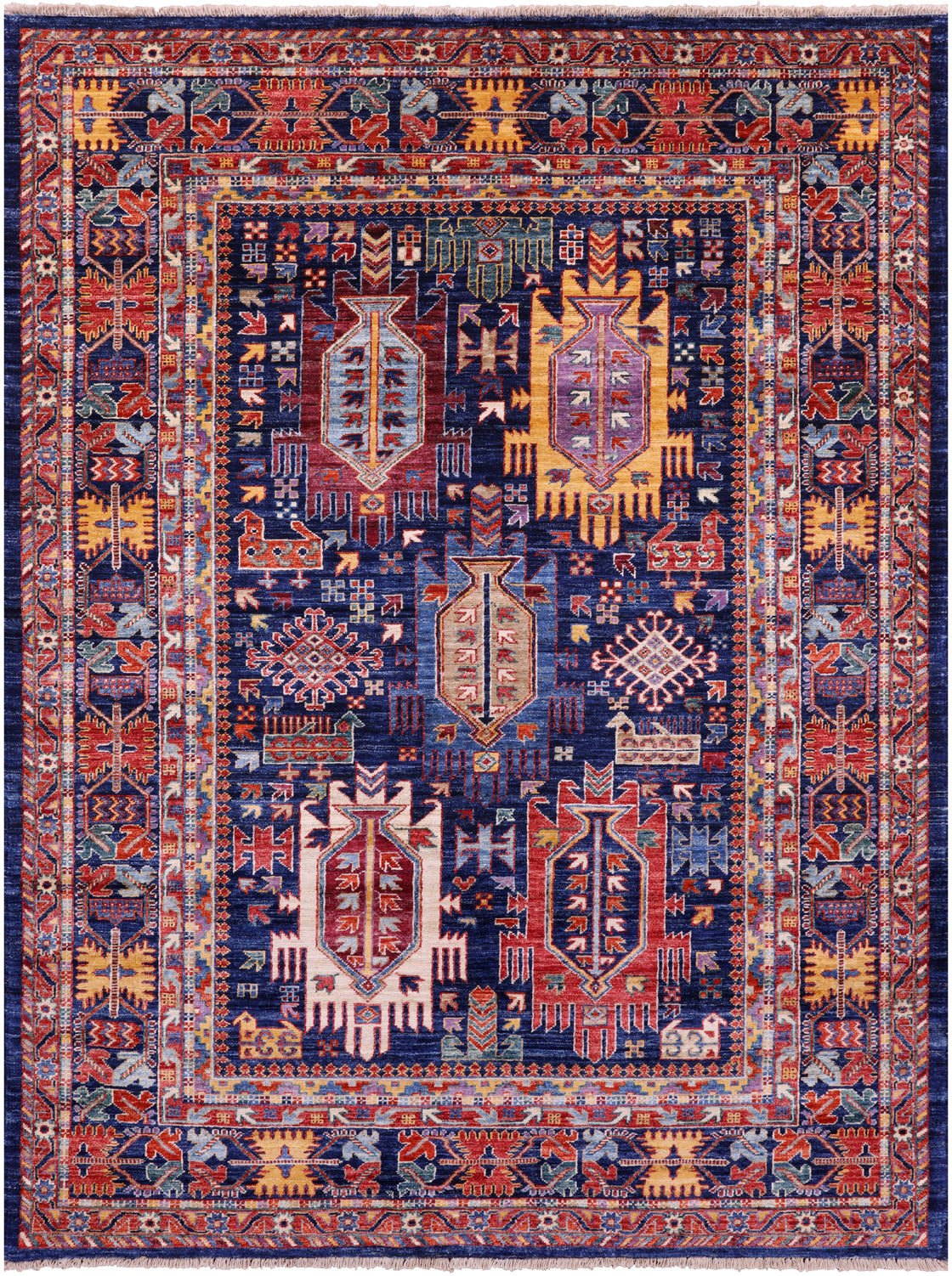 Persian Fine Serapi Handmade Wool Rug - 5' 1" X 6' 10" - Golden Nile