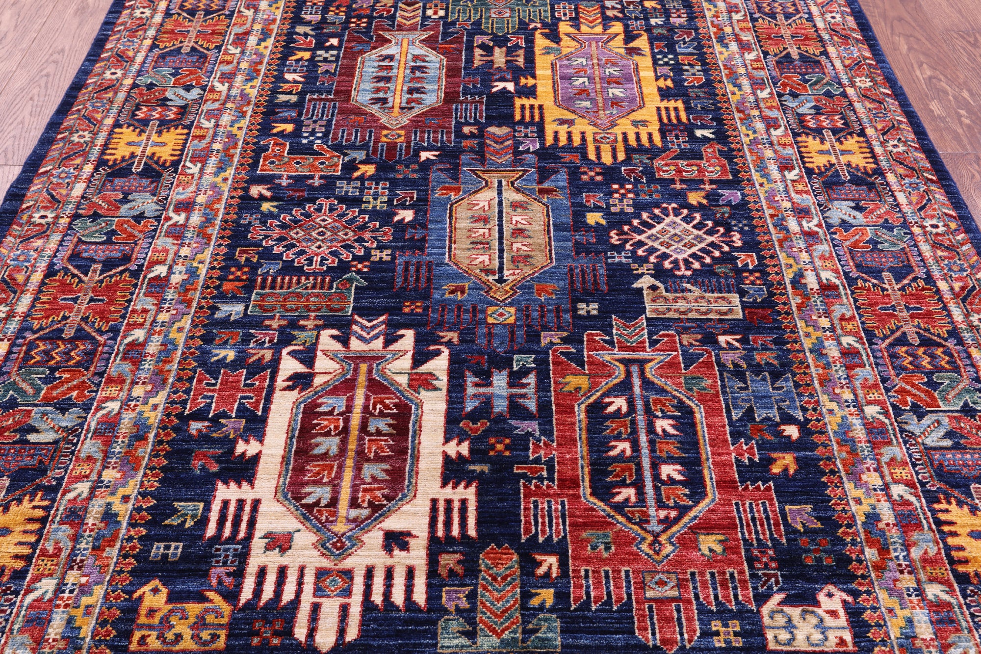 Persian Fine Serapi Handmade Wool Rug - 5' 1" X 6' 10" - Golden Nile