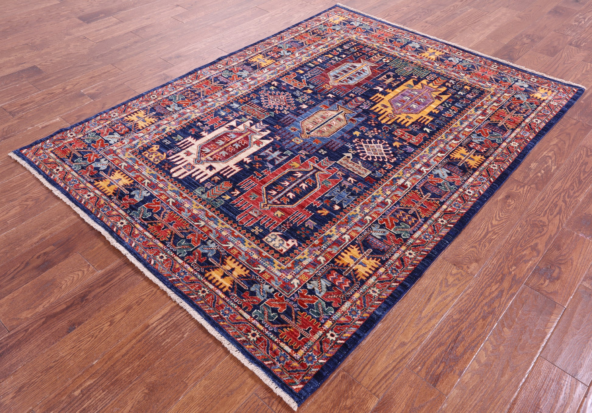 Persian Fine Serapi Handmade Wool Rug - 5' 1" X 6' 10" - Golden Nile
