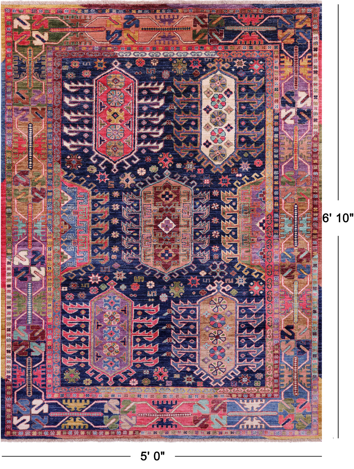 Persian Fine Serapi Handmade Wool Rug - 5' 0" X 6' 10" - Golden Nile