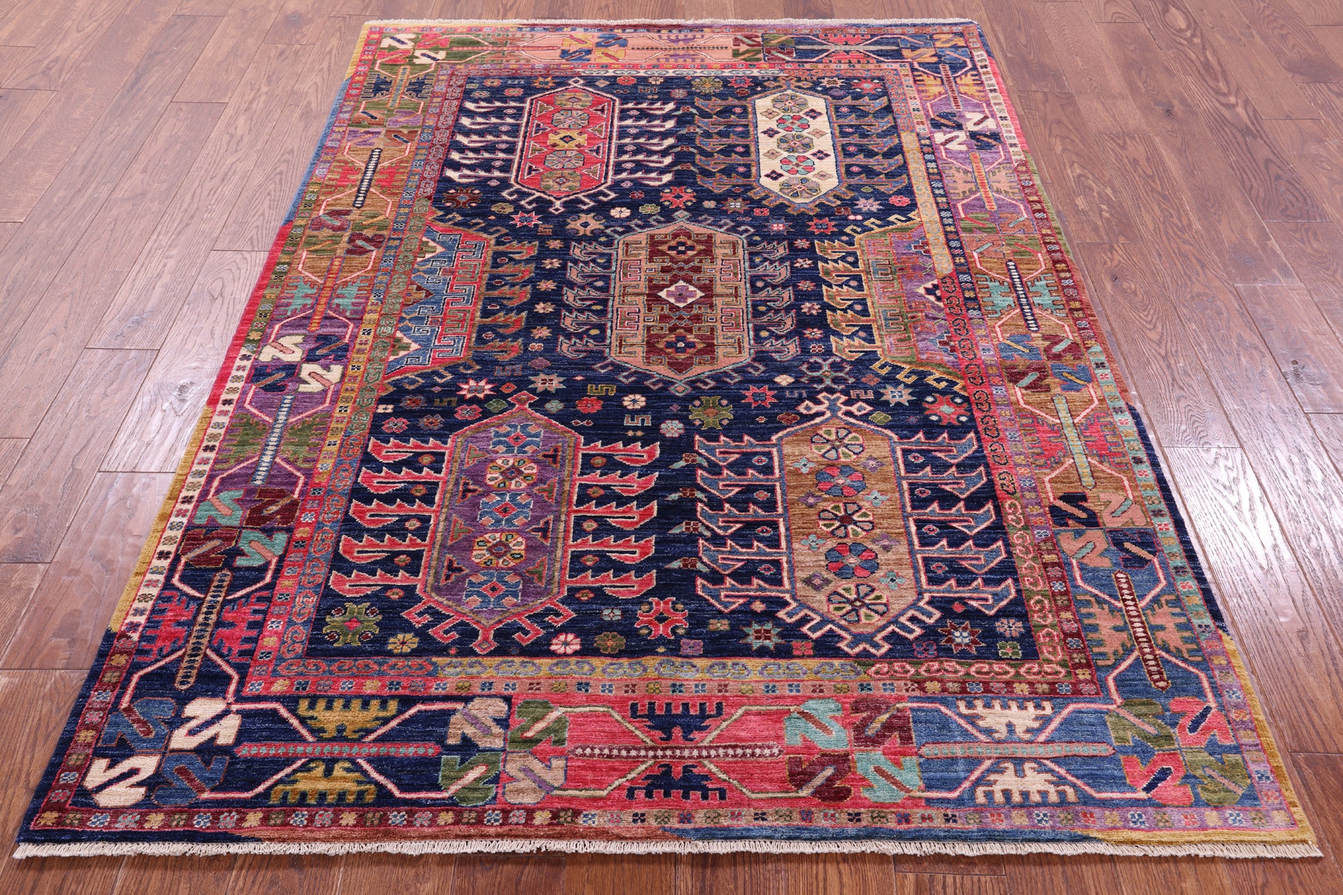 Persian Fine Serapi Handmade Wool Rug - 5' 0" X 6' 10" - Golden Nile