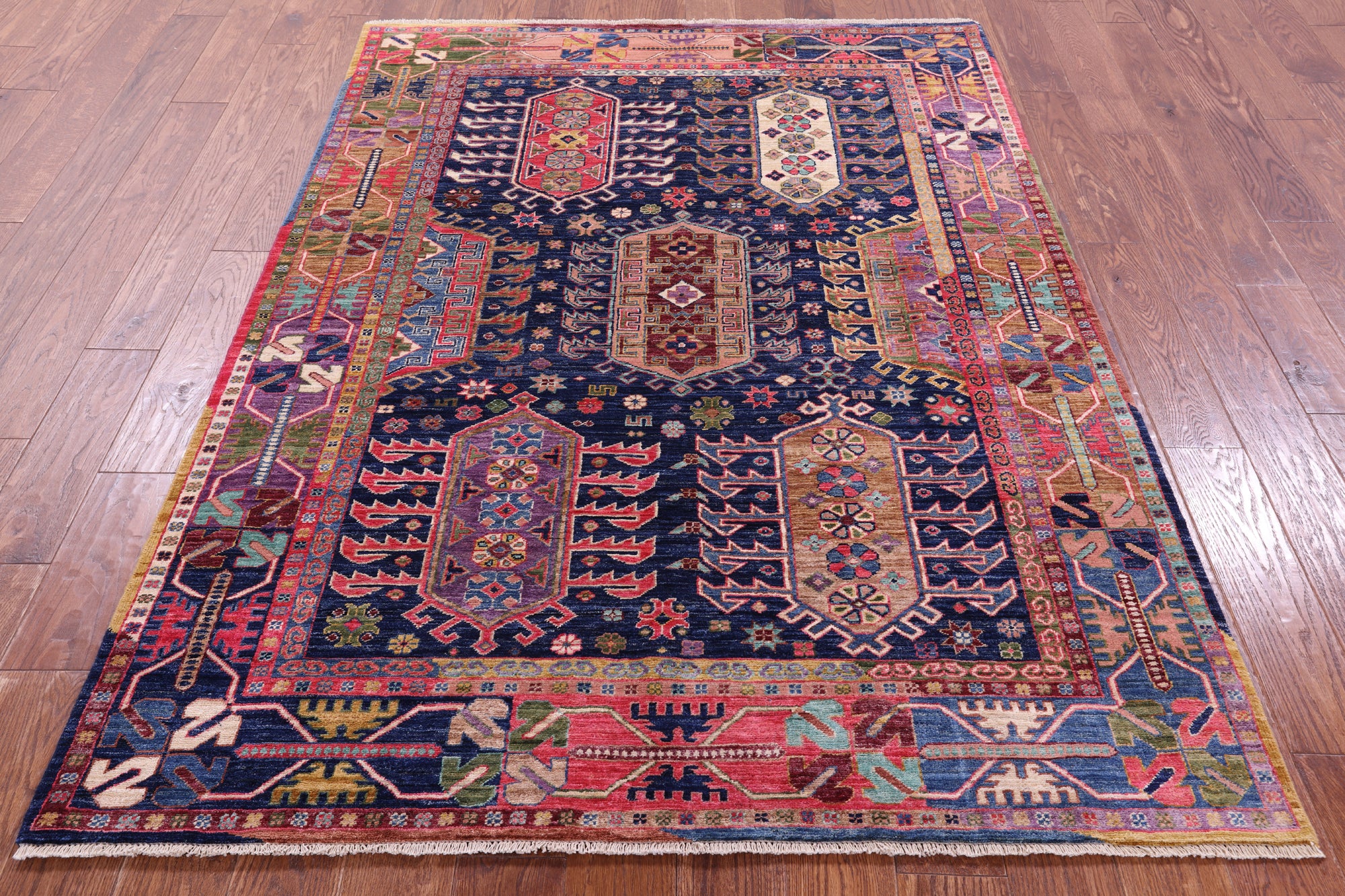 Persian Fine Serapi Handmade Wool Rug - 5' 0" X 6' 10" - Golden Nile