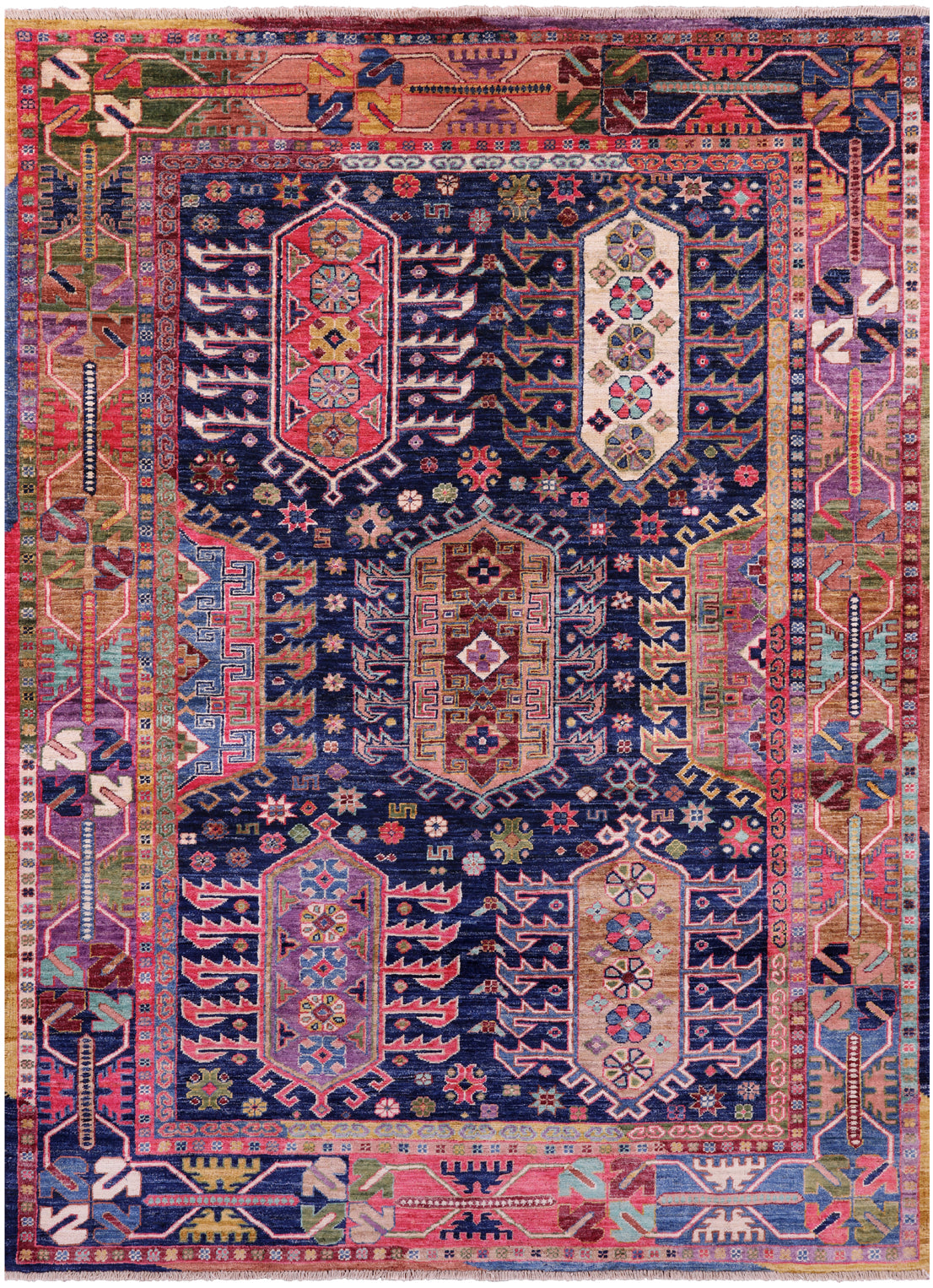 Persian Fine Serapi Handmade Wool Rug - 5' 0" X 6' 10" - Golden Nile