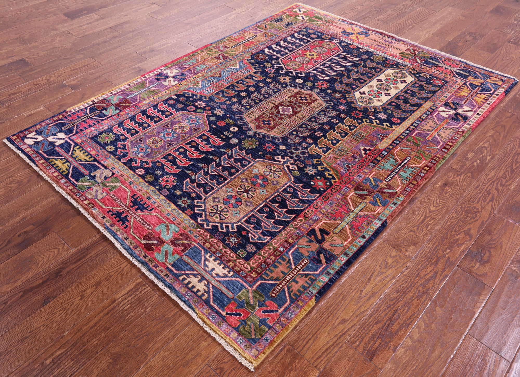 Persian Fine Serapi Handmade Wool Rug - 5' 0" X 6' 10" - Golden Nile