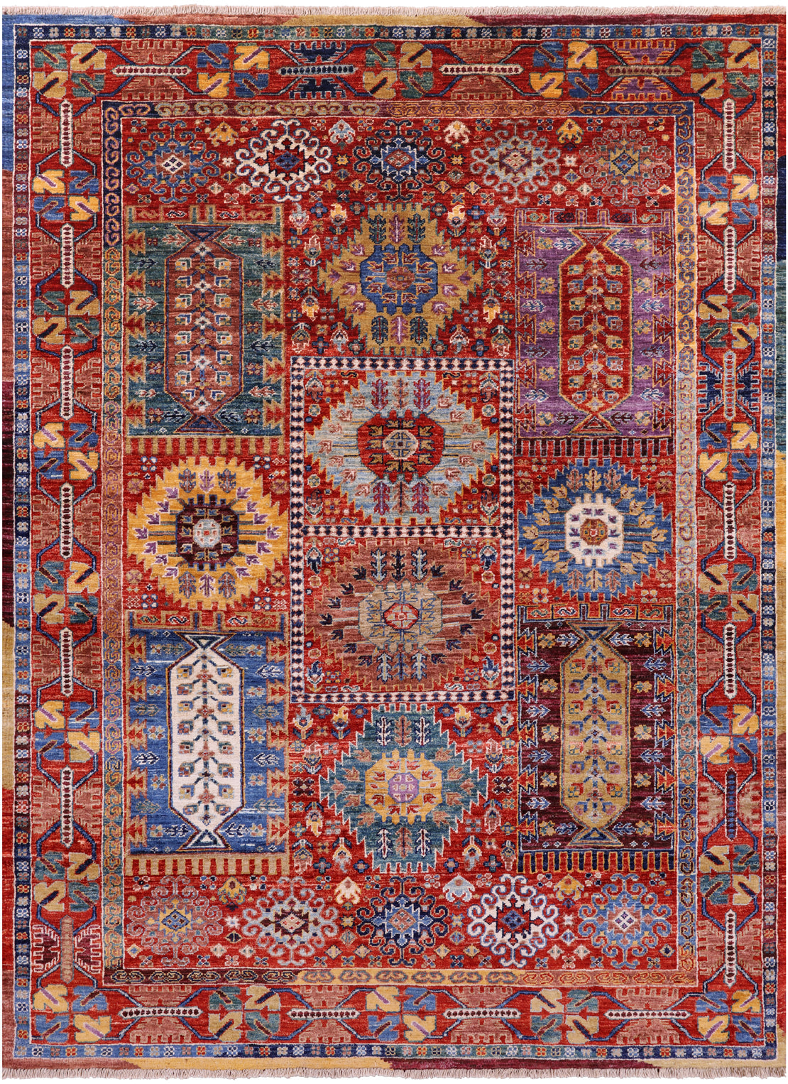 Persian Fine Serapi Hand Knotted Wool Rug - 5' 0" X 6' 11" - Golden Nile
