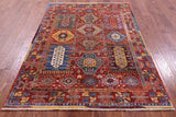 Persian Fine Serapi Hand Knotted Wool Rug - 5' 0" X 6' 11" - Golden Nile