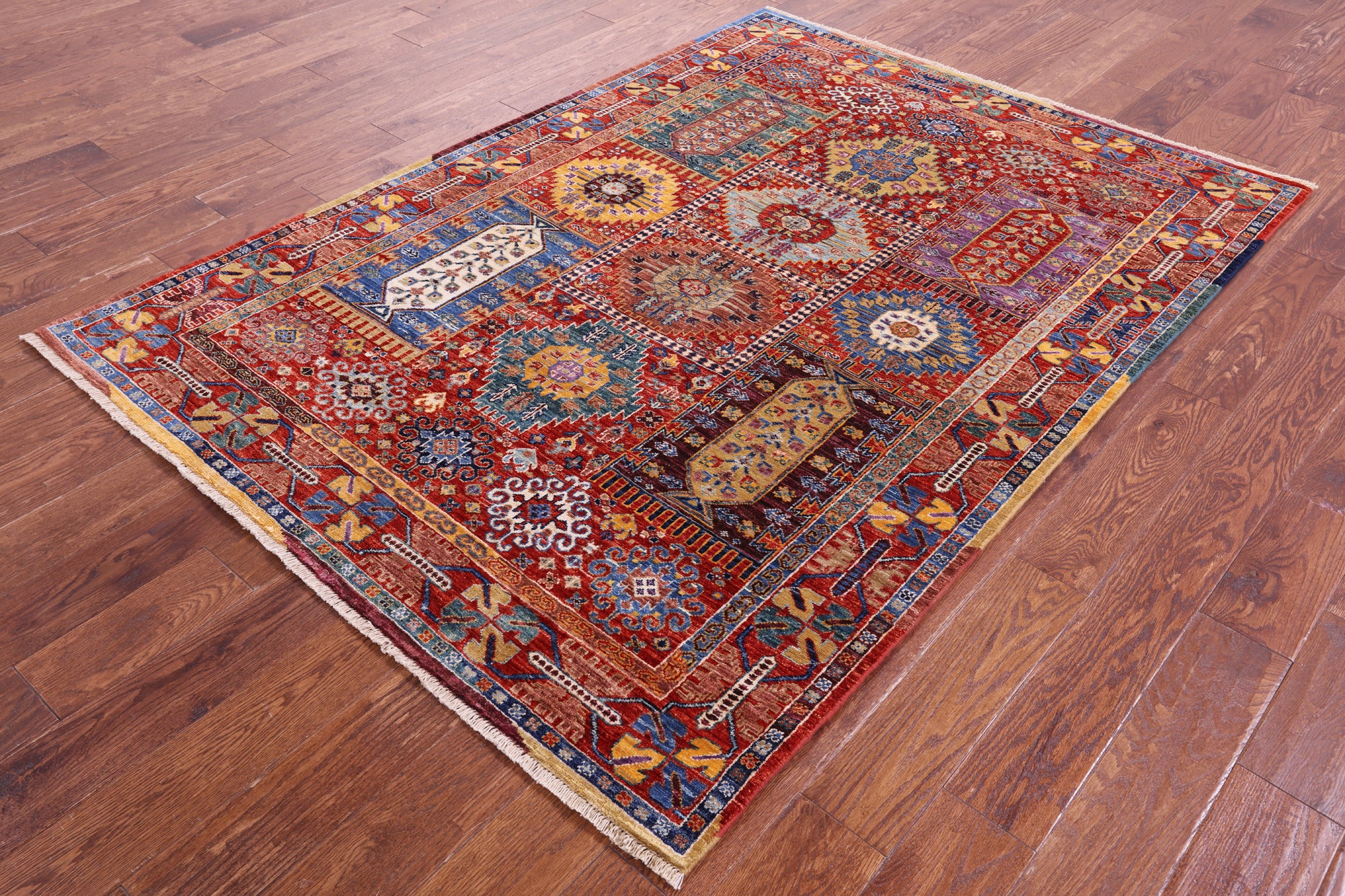 Persian Fine Serapi Hand Knotted Wool Rug - 5' 0" X 6' 11" - Golden Nile