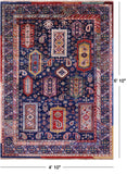 Blue Persian Fine Serapi Hand Knotted Wool Rug - 4' 10" X 6' 10" - Golden Nile