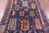 Blue Persian Fine Serapi Hand Knotted Wool Rug - 4' 10" X 6' 10" - Golden Nile