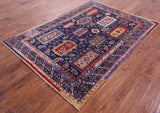 Blue Persian Fine Serapi Hand Knotted Wool Rug - 4' 10" X 6' 10" - Golden Nile
