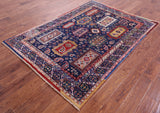 Blue Persian Fine Serapi Hand Knotted Wool Rug - 4' 10" X 6' 10" - Golden Nile
