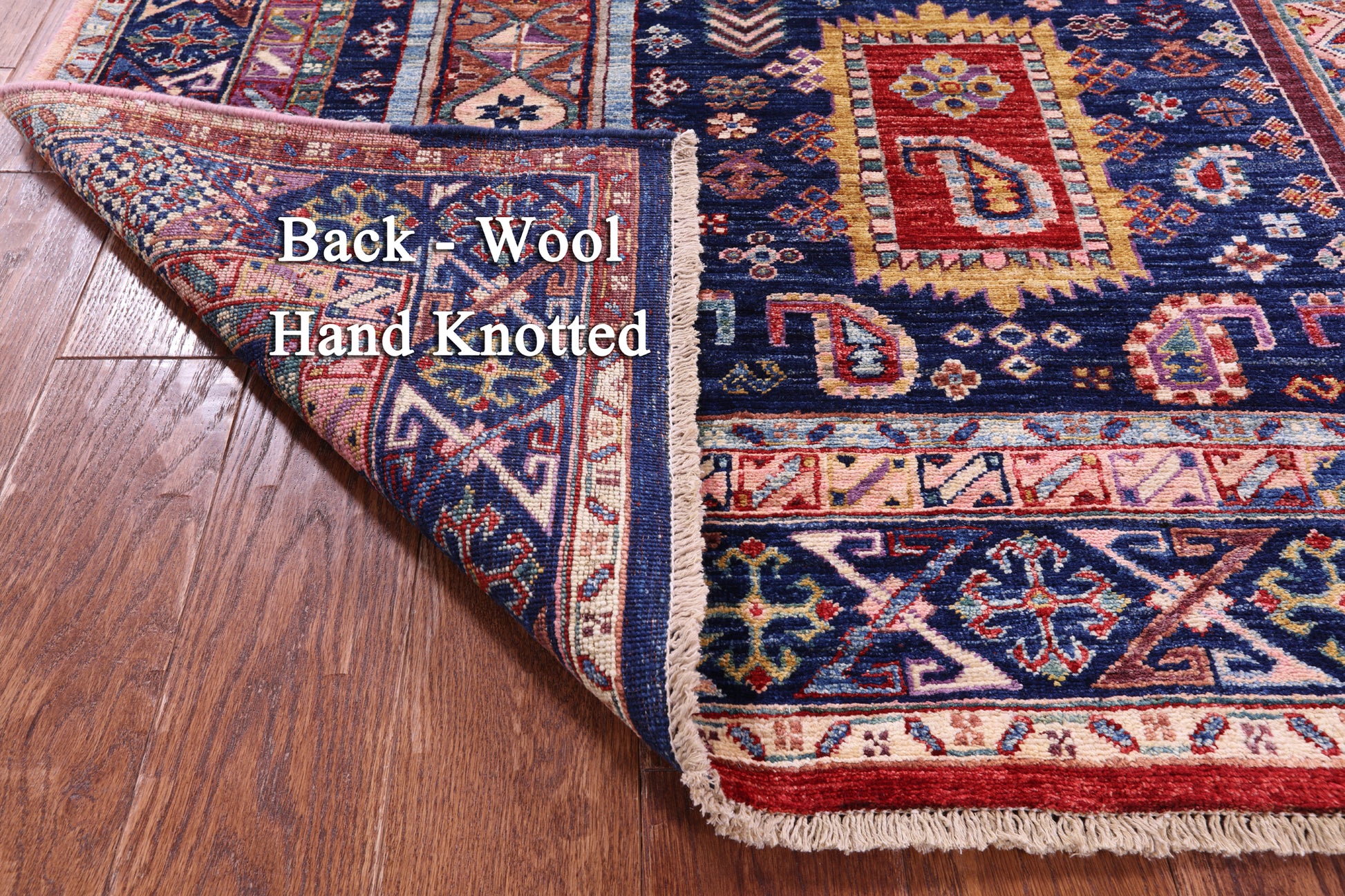 Blue Persian Fine Serapi Hand Knotted Wool Rug - 4' 10" X 6' 10" - Golden Nile