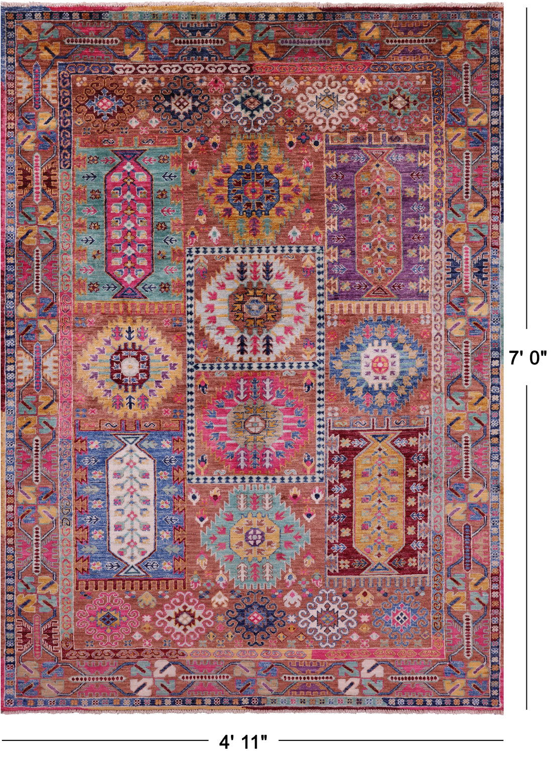 Persian Fine Serapi Hand Knotted Wool Rug - 4' 11" X 7' 0" - Golden Nile