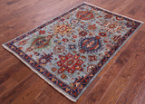 Blue Persian Fine Serapi Handmade Wool Rug - 4' 1" X 6' 0" - Golden Nile