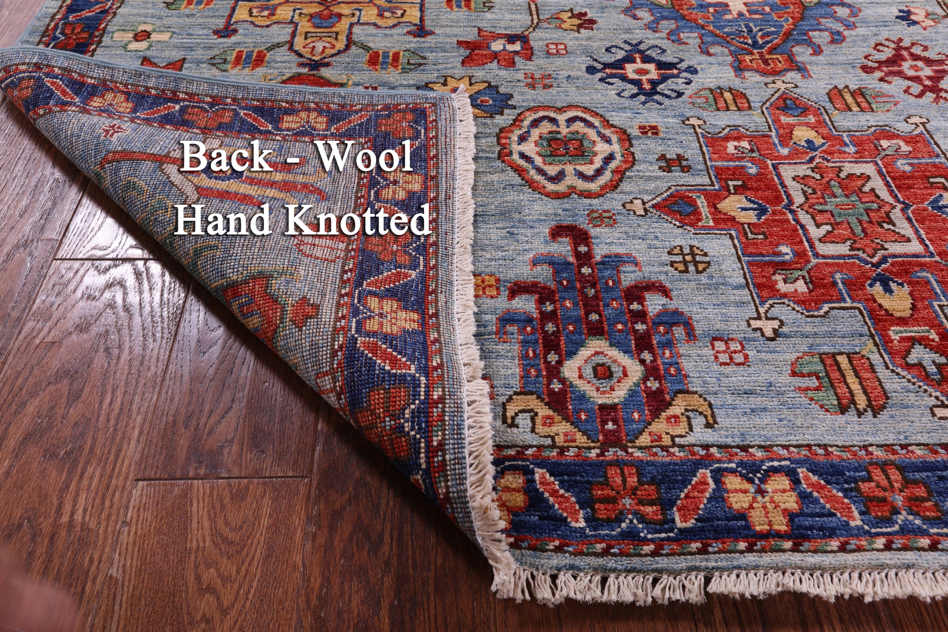 Blue Persian Fine Serapi Handmade Wool Rug - 4' 1" X 6' 0" - Golden Nile