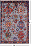 Blue Persian Fine Serapi Handmade Wool Rug - 4' 1" X 6' 0" - Golden Nile