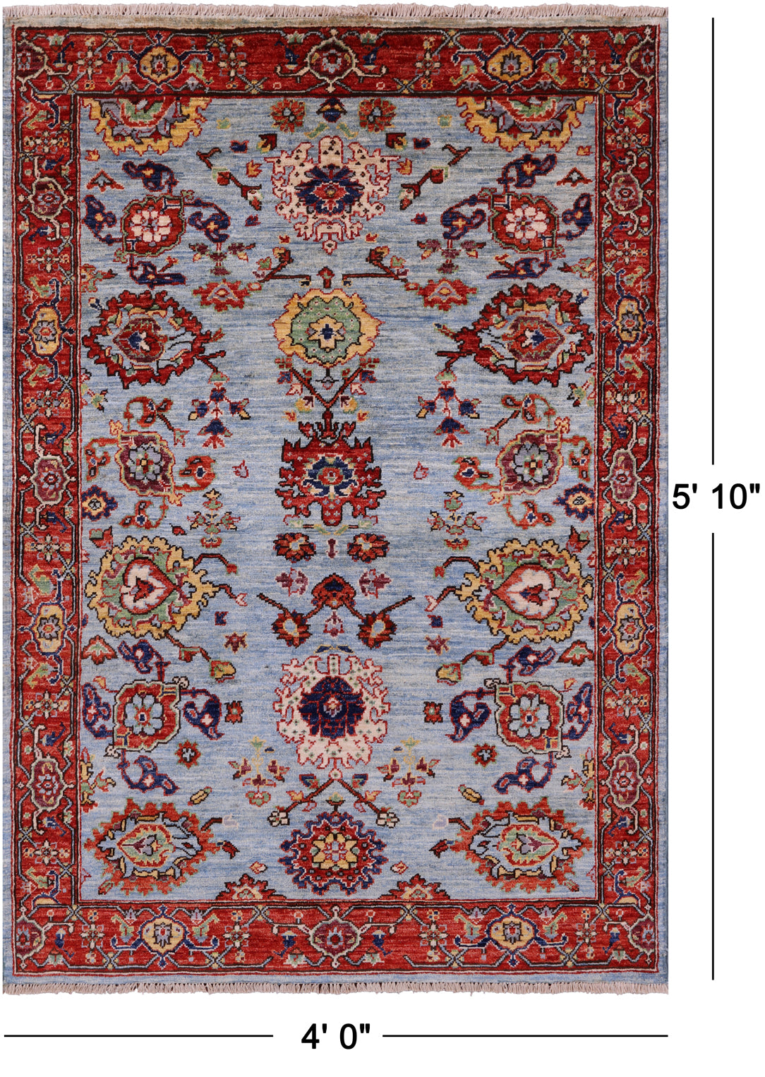 Persian Fine Serapi Hand Knotted Wool Rug - 4' 0" X 5' 10" - Golden Nile