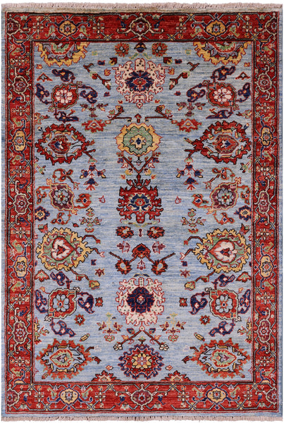 Persian Fine Serapi Hand Knotted Wool Rug - 4' 0" X 5' 10" - Golden Nile