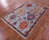 Blue Persian Fine Serapi Hand Knotted Wool Rug - 4' 0" X 6' 1" - Golden Nile