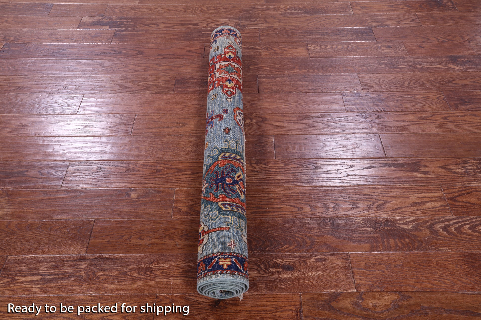 Blue Persian Fine Serapi Hand Knotted Wool Rug - 4' 0" X 6' 1" - Golden Nile