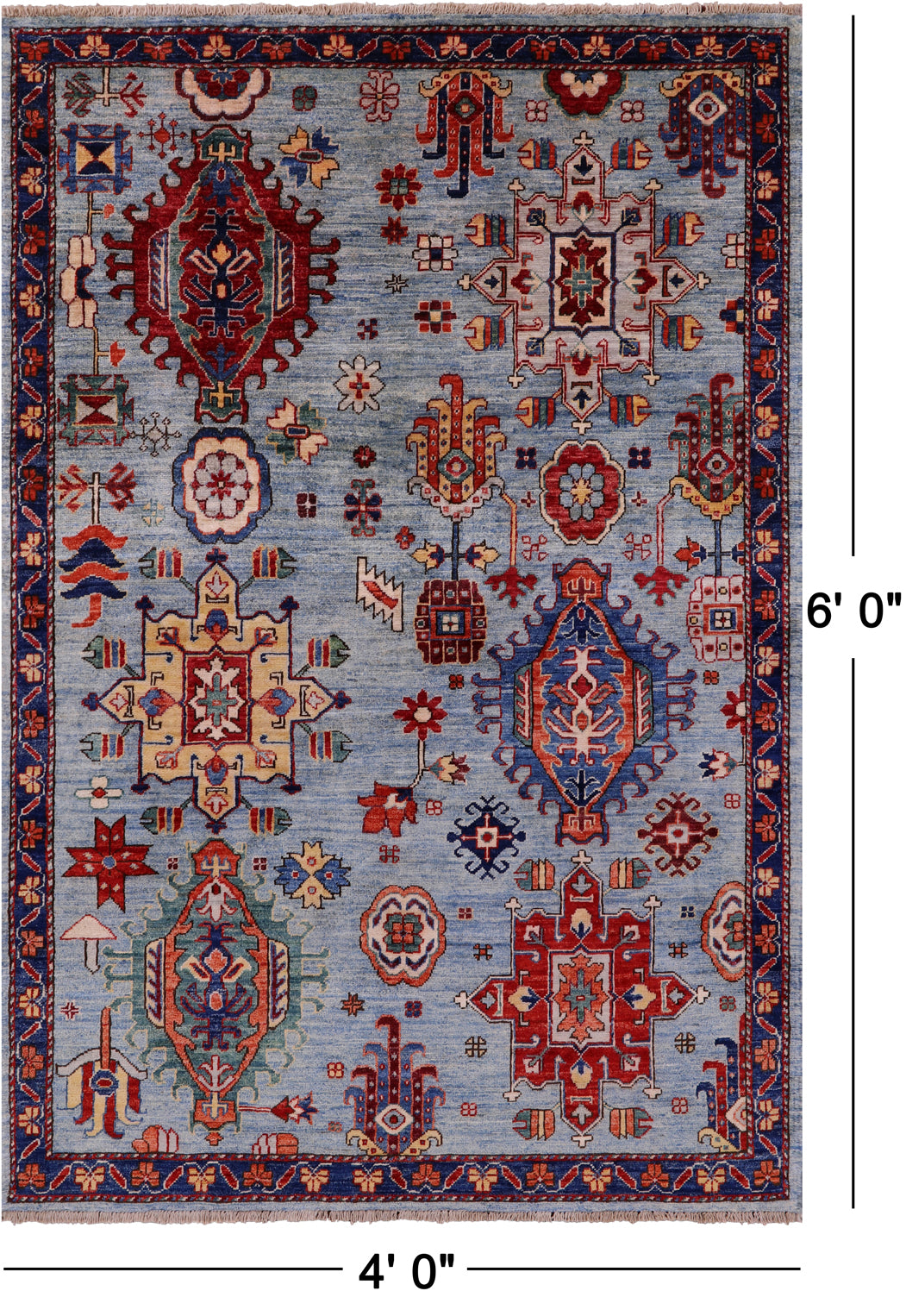 Persian Fine Serapi Hand Knotted Wool Rug - 4' 0" X 6' 0" - Golden Nile