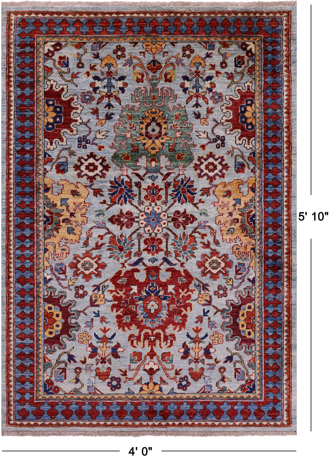Persian Fine Serapi Hand Knotted Wool Rug - 4' 0" X 5' 10" - Golden Nile