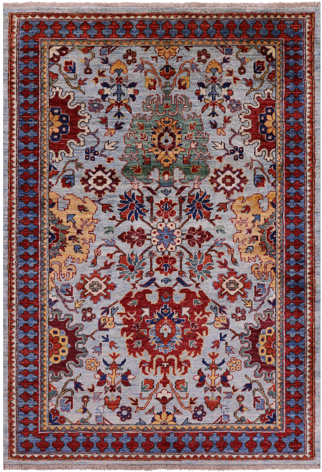 Persian Fine Serapi Hand Knotted Wool Rug - 4' 0" X 5' 10" - Golden Nile