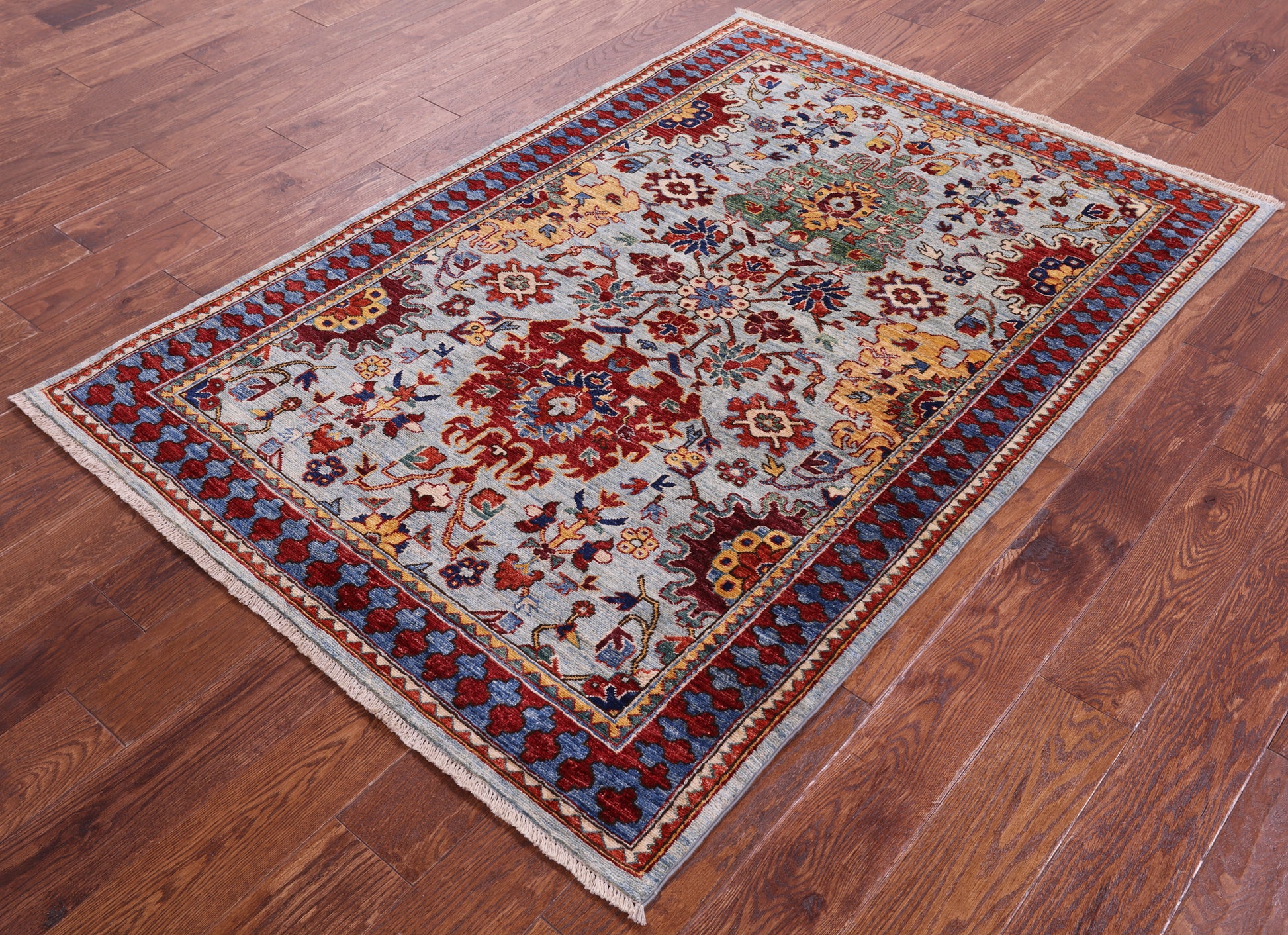 Persian Fine Serapi Hand Knotted Wool Rug - 4' 0" X 5' 10" - Golden Nile