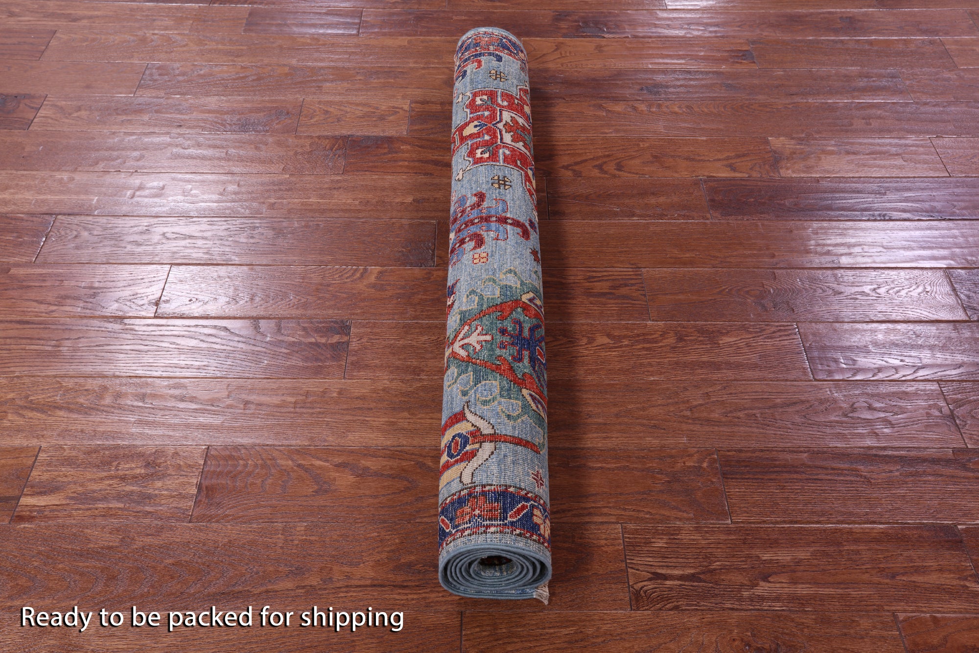 Blue Persian Fine Serapi Hand Knotted Wool Rug - 4' 0" X 6' 1" - Golden Nile